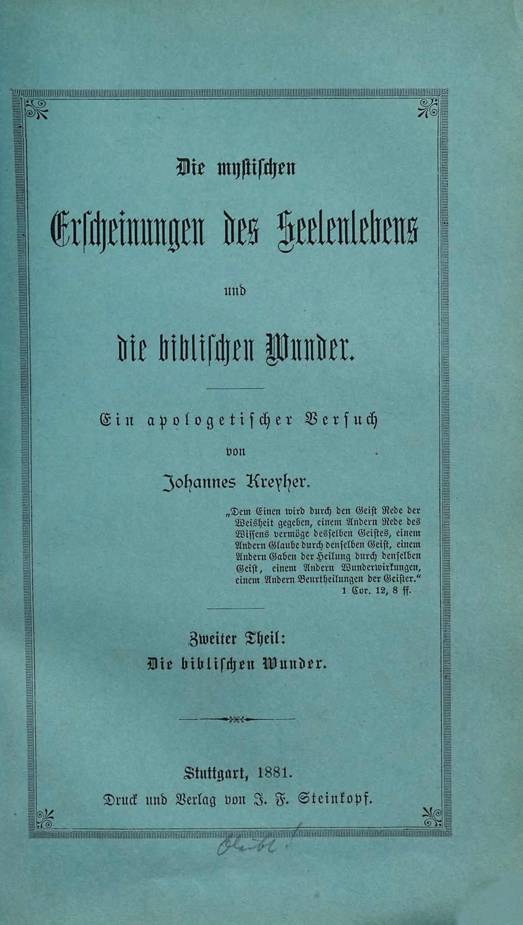 Cover of Die mystischen Erscheinungen des Seelenlebens und die biblischen Wunder