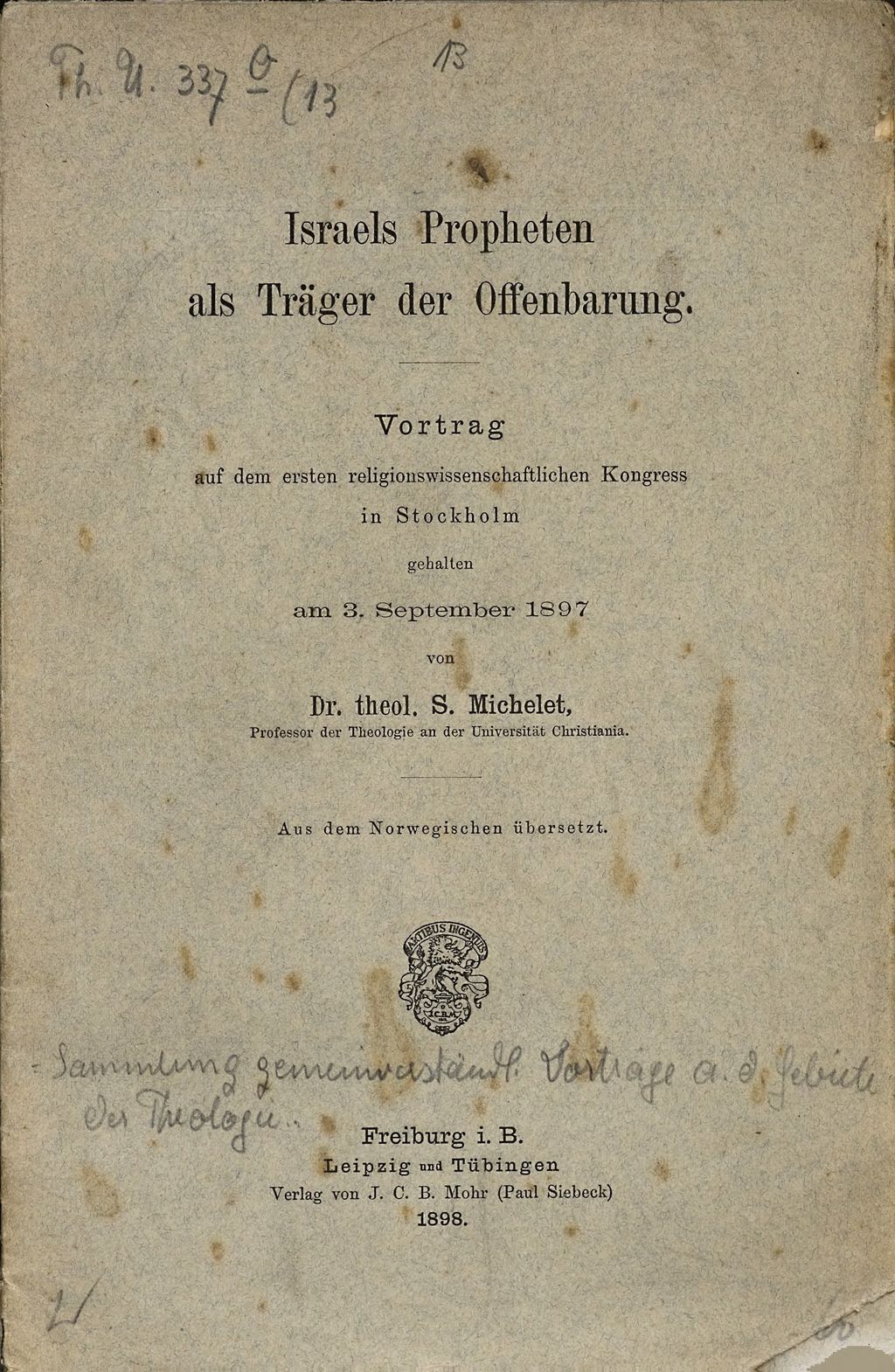 Cover of Israels Propheten als Träger der Offenbarung