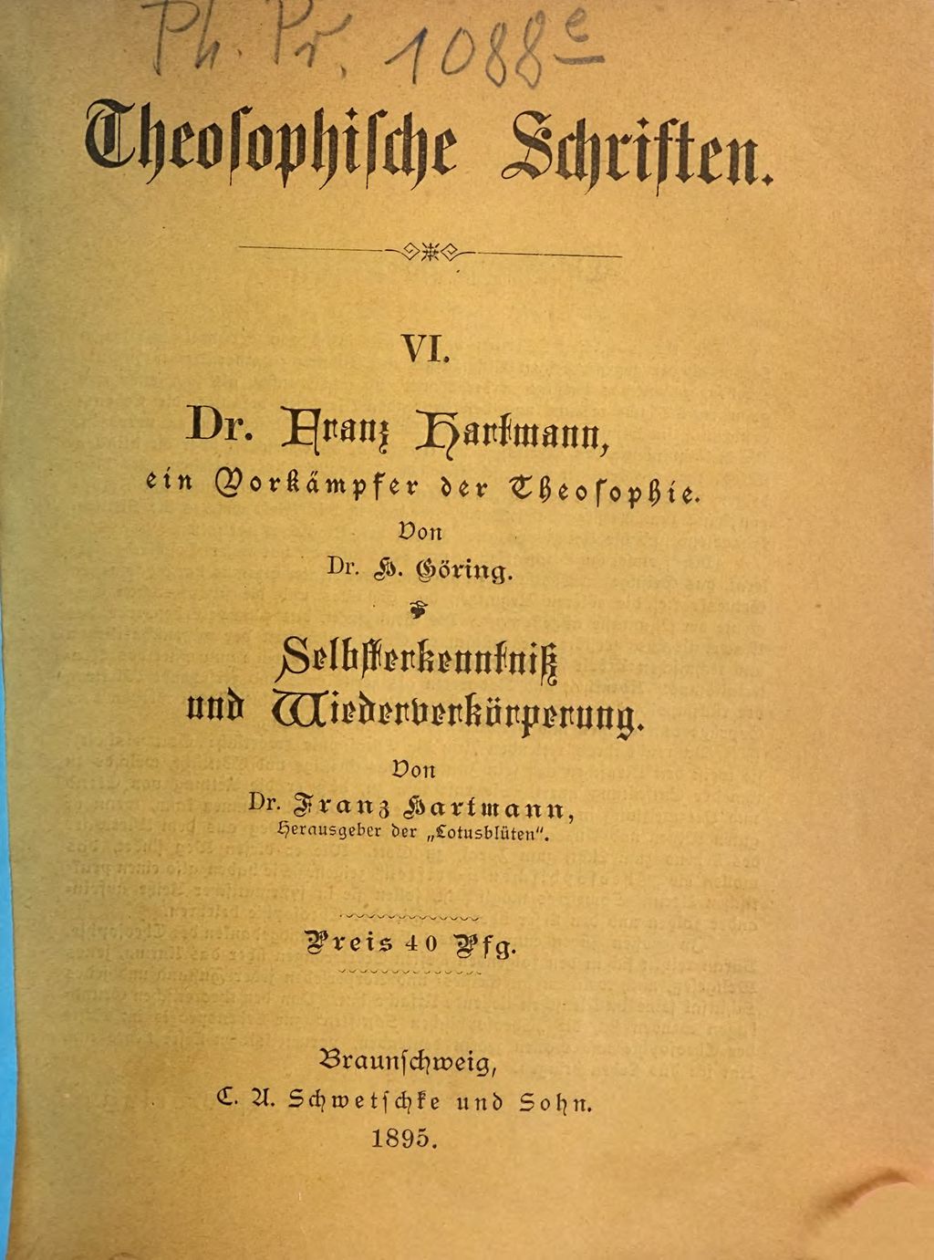 Cover of Dr. Franz Hartmann, ein Vorkämpfer der Theosophie