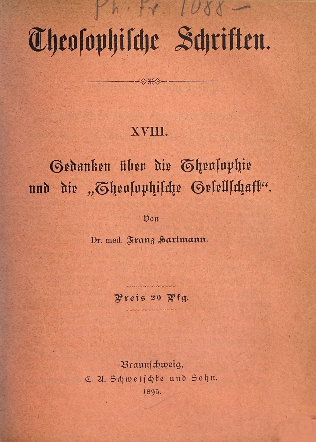 Cover of Gedanken über die Theosophie und die "Theosophische Gesellschaft"