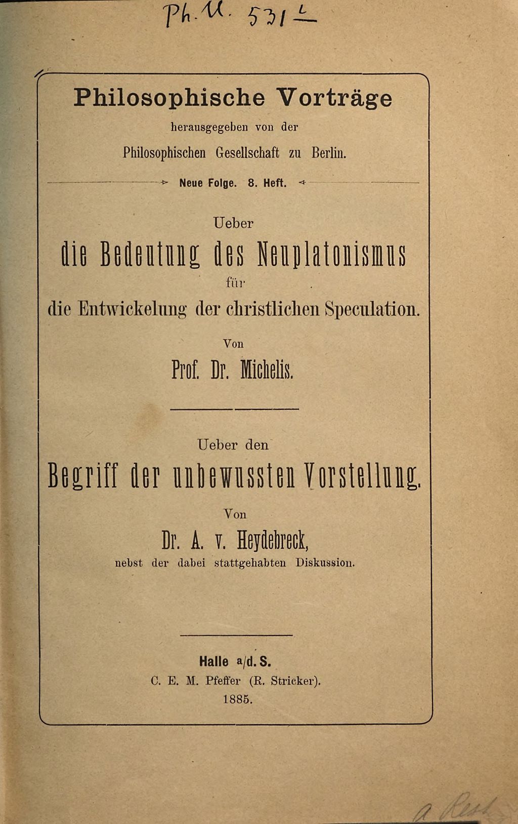 Cover of Ueber die Bedeutung des Neuplatonismus für die Entwickelung der christlichen Speculation