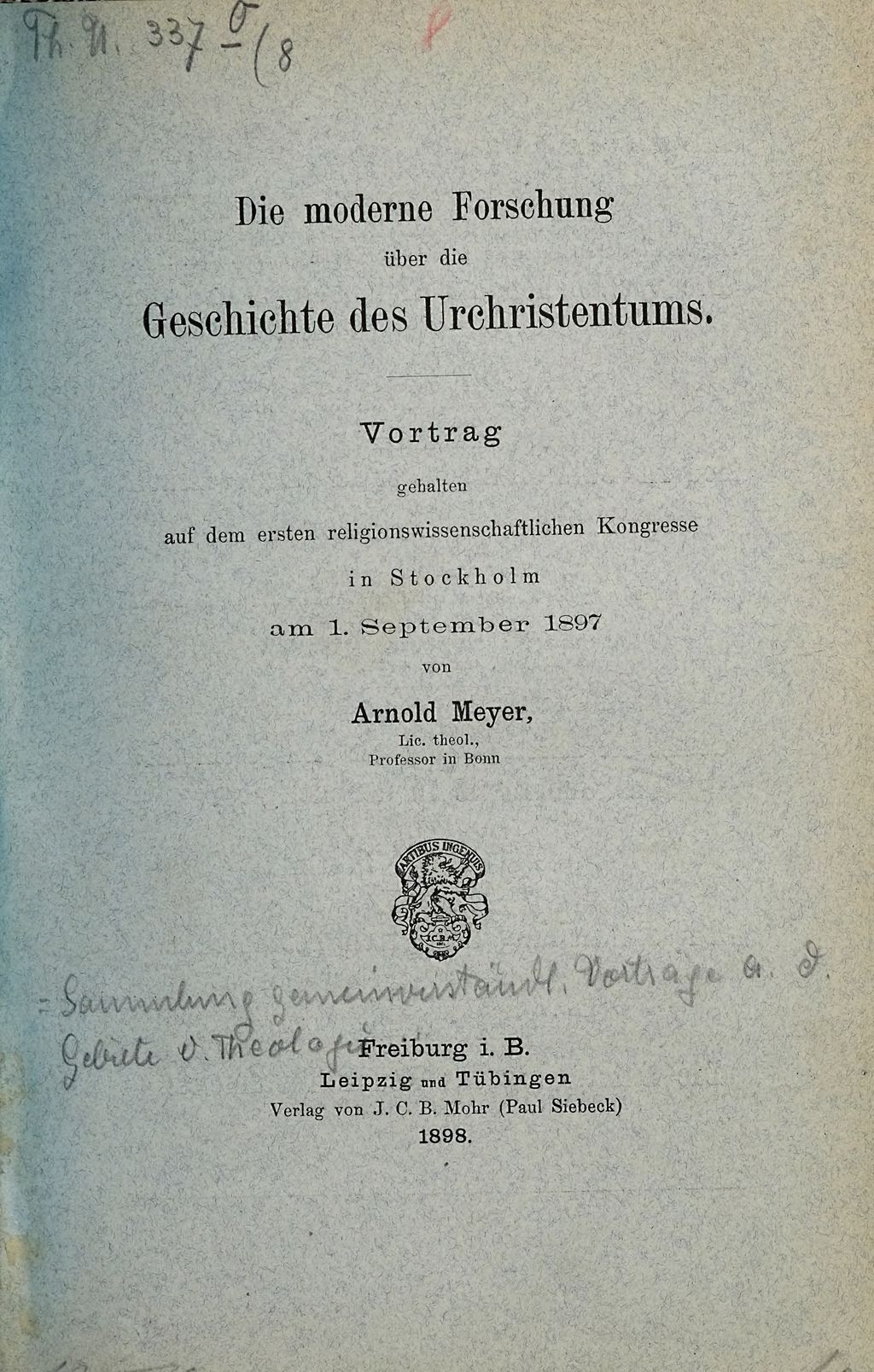 Cover of Die moderne Forschung über die Geschichte des Urchristentums