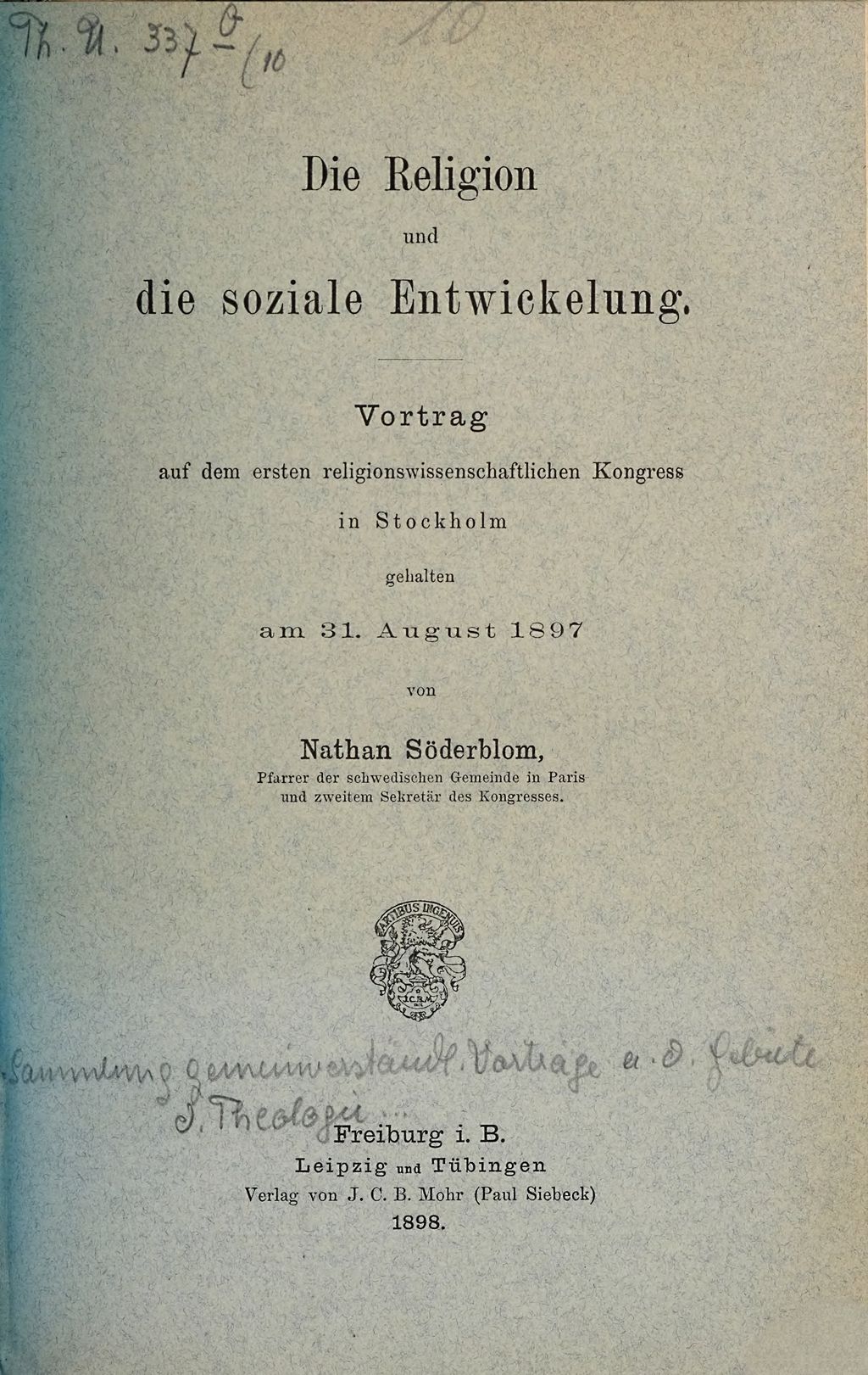 Cover of Die Religion und die soziale Entwickelung