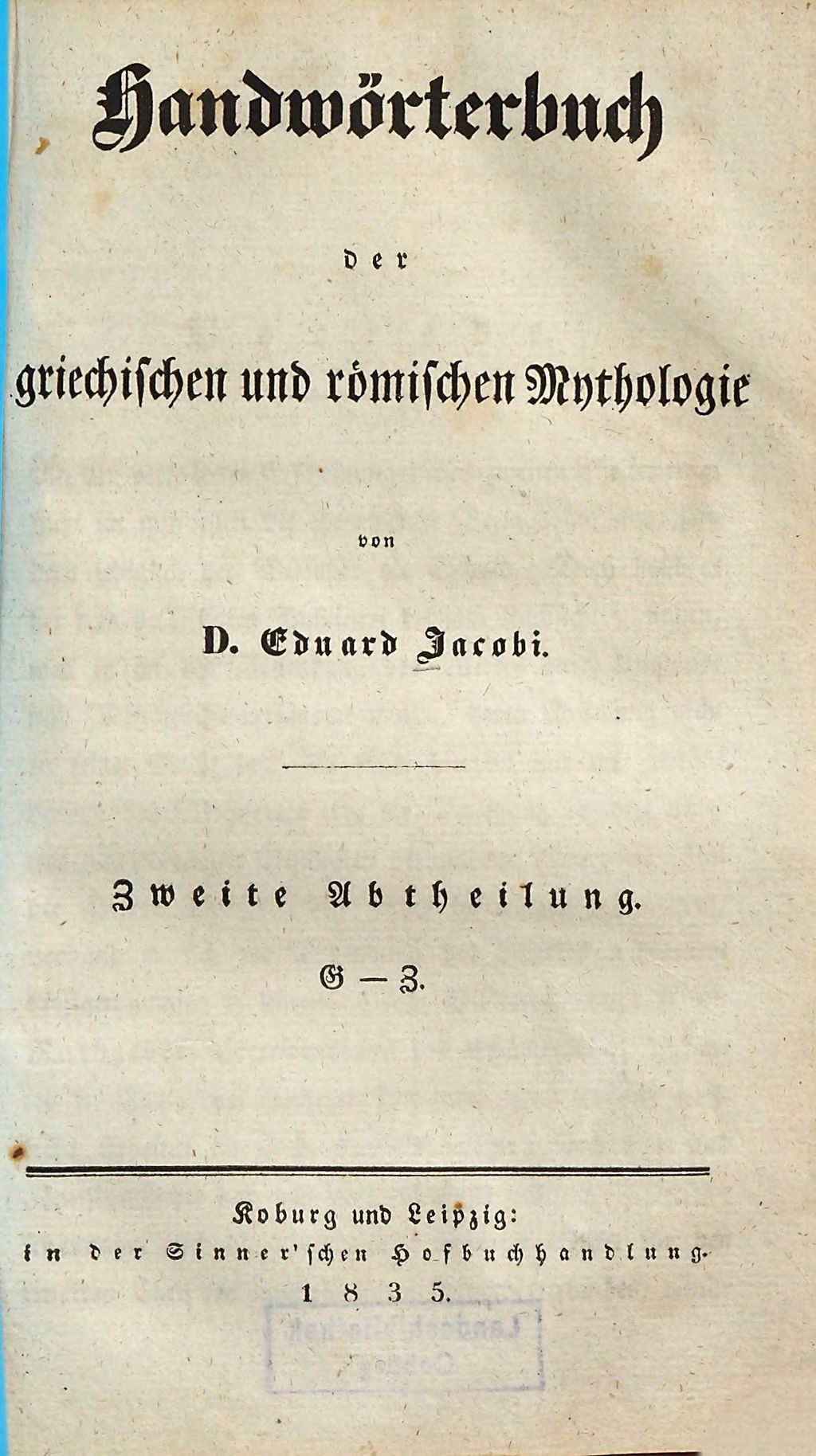 Cover of Handwörterbuch der griechischen und römischen Mythologie . 2, G - Z