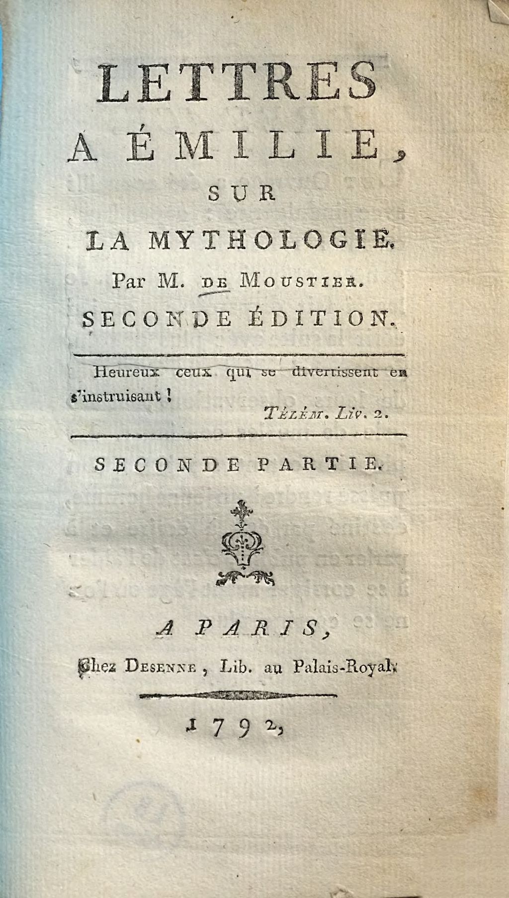Cover of Lettres A Émilie, Sur La Mythologie . 2