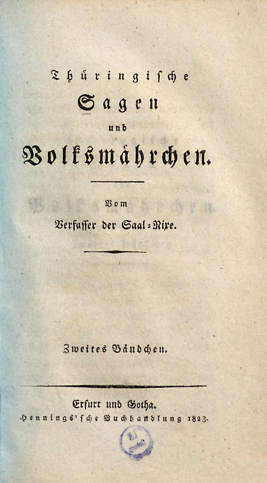 Cover of Thüringische Sagen und Volksmährchen. Zweites Bändchen