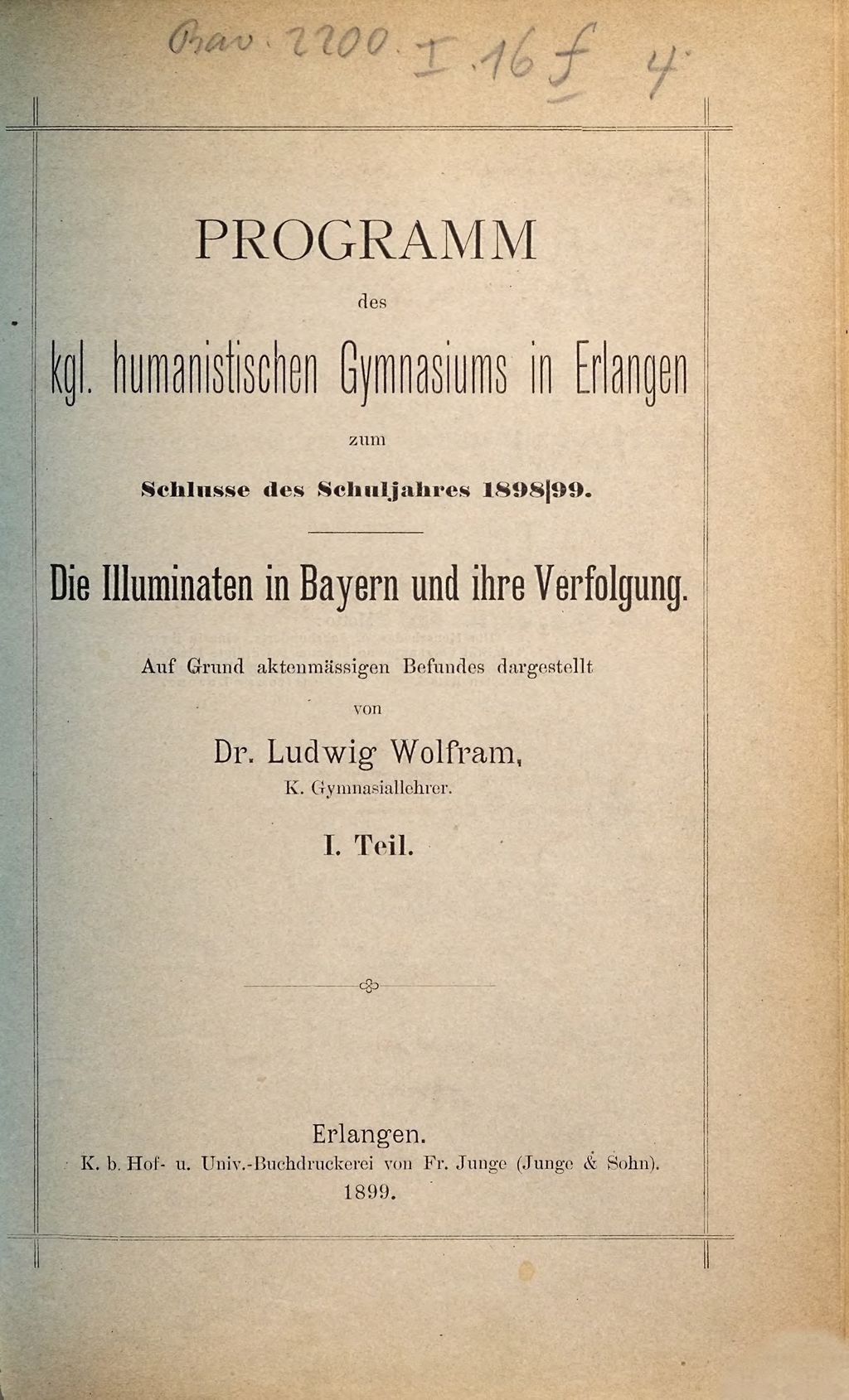 Cover of Die Illuminaten in Bayern und ihre Verfolgung. 1