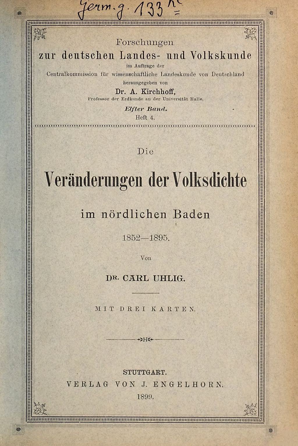 Cover of Die Veränderungen der Volksdichte im nördlichen Baden