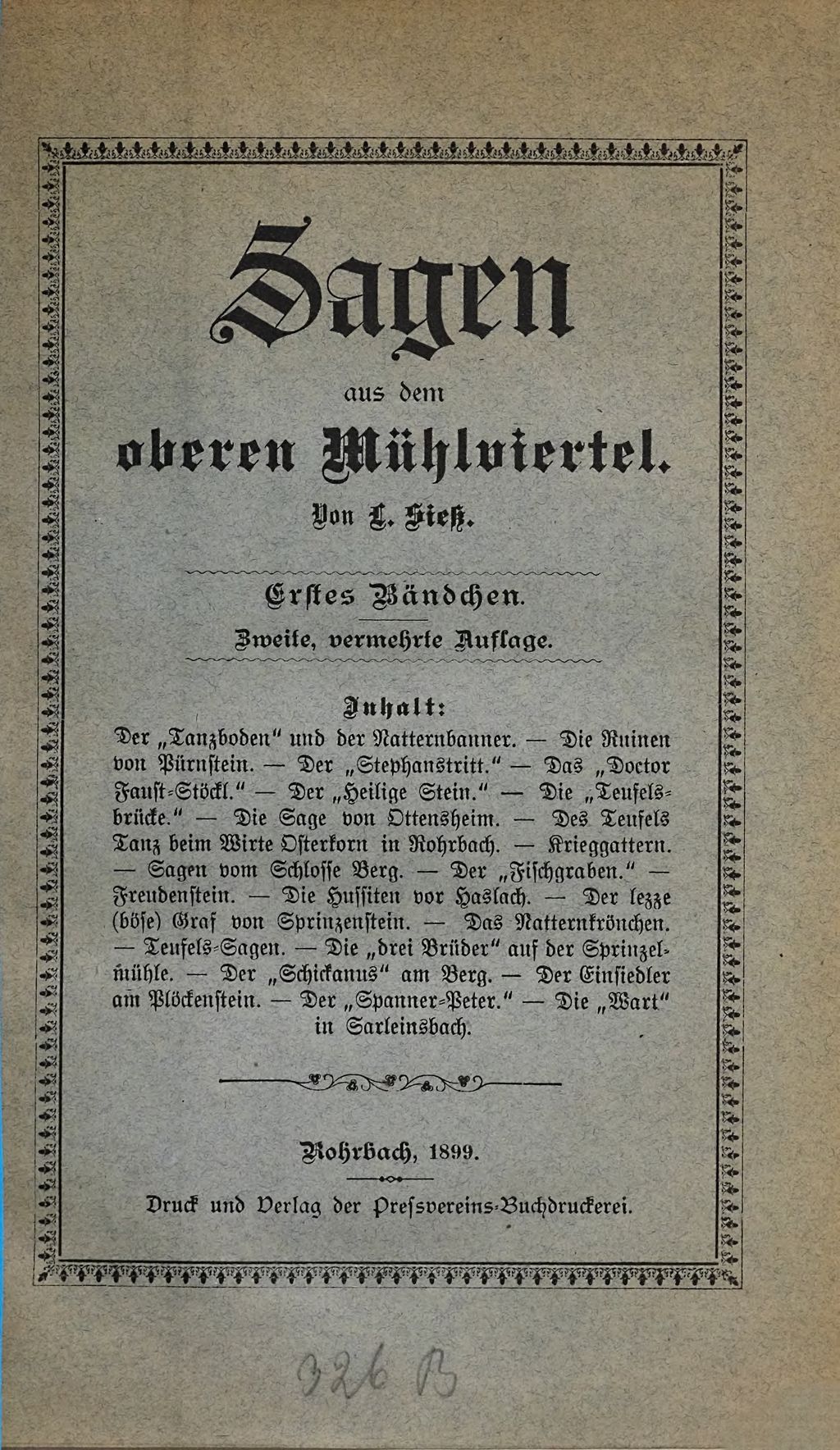 Cover of Sagen aus dem oberen Mühlviertel. 1