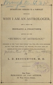 Cover of Introductory remarks to a pamphlet entitled Why I am an astrologer