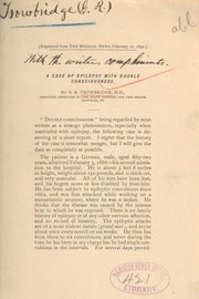 Cover of A case of epilepsy with double consciousness