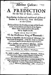 Cover of Merlinus Gallicus: Or, A Prediction For the Year of Grace 1660 by John Gadbury