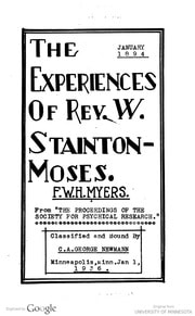 Cover of The Experiences of Rev. W. Stainton Moses