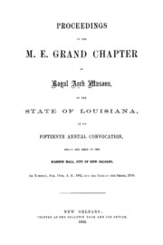 Cover of Proceedings of the M.E. Grand Chapter of Royal Arch Masons, of the state of Louisiana, at its fifteenth annual convocation
