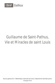 Cover of Guillaume de Saint-Pathus. Vie et miracles de saint Louis (c.1340)