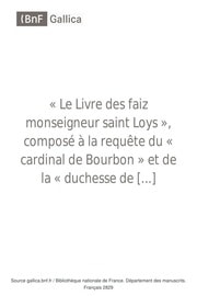 Cover of Cardinal de Bourbon. Le Livre des faiz monseigneur saint Loys (1401-1500)