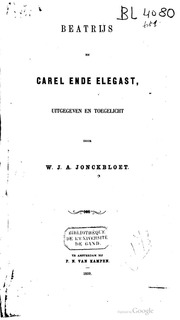 Cover of Beatrijs en Carel ende Elegast, uitgegeven en toegelicht door W. J. A. Jonckbloet