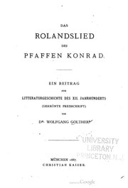 Cover of Das Rolandslied des Pfaffen Konrad. Ein Beitrag zur Litteraturgeschichte des XII. Jahrhunderts