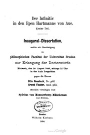 Cover of Der Infinitiv in den Epen Hartmanns von Aue. Erster Teil