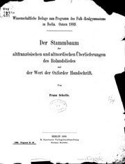 Cover of Der Stammbaum der altfranzösischen und altnordischen Überlieferungen des Rolandsliedes und der Wert der Oxforder Handschrift