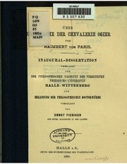 Cover of Über die Sprache der Chevalerie Ogier von Raimbert de Paris