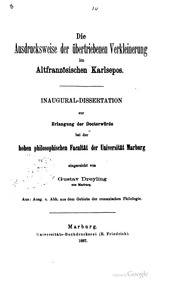 Cover of Die Ausdrucksweise der übertriebenen Verkleinerung im Altfranzösischen Epos
