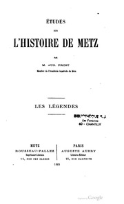 Cover of Études sur l'histoire de Metz. Les légendes