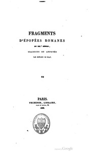 Cover of Fragments d'épopées romanes du XIIe siècle, traduits et annotés par Edward Le Glay