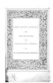 Cover of Giovanni Gersen, sein Leben und sein Werk De imitatione Christi. Mit Facsimiles mehrerer wichtiger Codices manuscripti