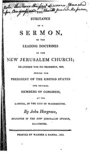 Cover of The Substance of a Sermon on the Leading Doctrines of the New Jerusalem Church