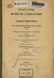 Cover of Kritische Beiträge zu Jean Bodel's Epos "La chanson des Saxons"