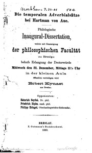 Cover of Die temporalen Adverbialsätze bei Hartman von Aue