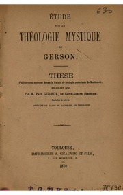 Cover of Étude sur la théologie mystique de Gerson