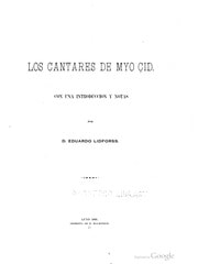 Cover of Los Cantares de Myo Cid. Con una introducción y notas por D. Eduardo Lidforss