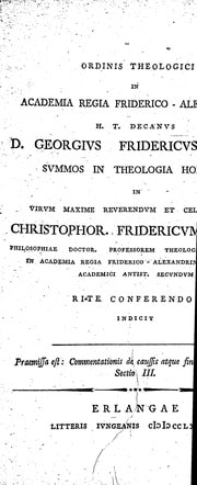 Cover of Ordinis theologici in academia regia Friderico-Alexandrina ... Georgius Fridericus Seiler [microform]
