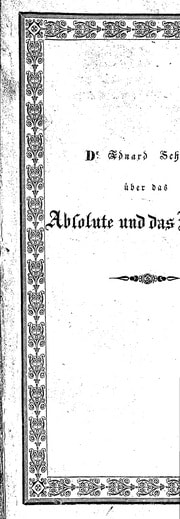 Cover of Ueber das Absolute und das Bedingte [microform]
