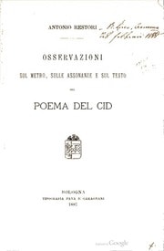 Cover of Osservazioni sul metro, sulle assonanze e sul testo del Poema del Cid