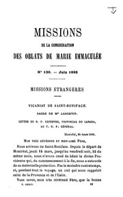 Cover of Missions étrangères: Vicariat de Saint-Boniface: Sacre de Mgr Langevin