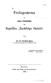 Cover of Prolegomena zu einer Geschichte des Begriffes "Nachfolge Christi"