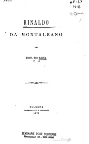 Cover of Rinaldo da Montalbano
