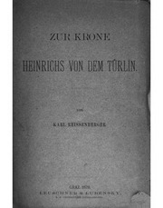 Cover of Zur Krone Heinrichs von dem Türlîn