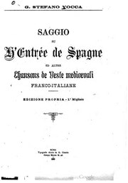 Cover of Saggio su L'entrée de Spagne ed altre chansons de geste medioevali franco-italiane