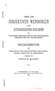 Cover of Über die subjektiven Wendungen in den altfranzösischen Karlsepen mit besonderer Berücksichtigung der verschiedenen Versionen des afr. Rolandsliedes