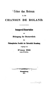 Cover of Ueber das Metrum in der Chanson de Roland