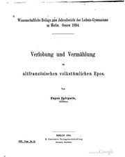 Cover of Verlobung und Vermählung im altfranzösischen volkstümlichen Epos