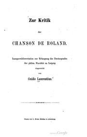 Cover of Zur Kritik der Chanson de Roland