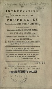 Cover of An introduction to the study of the prophecies concerning the Christian church