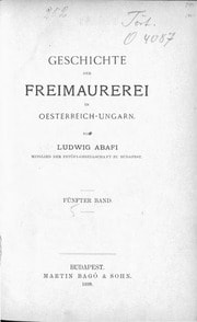 Cover of Ludwig Abafi: Geschichte der Freimaurerei in Oesterreich-Ungarn, vol. 5