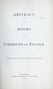 Cover of Abstract of report of committee on finance