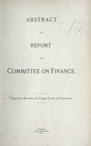 Cover of Abstract of report of committee on finance